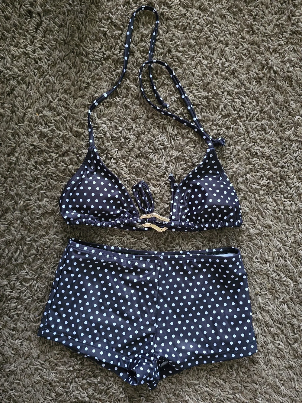 Polka Dot Black & White Triangle Bikini Top - Women Swim. Size XS. NWOT.